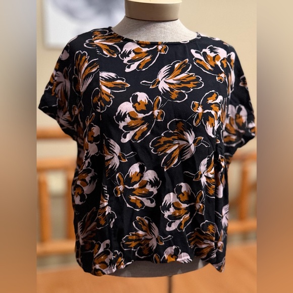 Madewell Cuffed-Sleeve Shirred Top – Duskblossom Print (Size S) - Picture 4 of 9